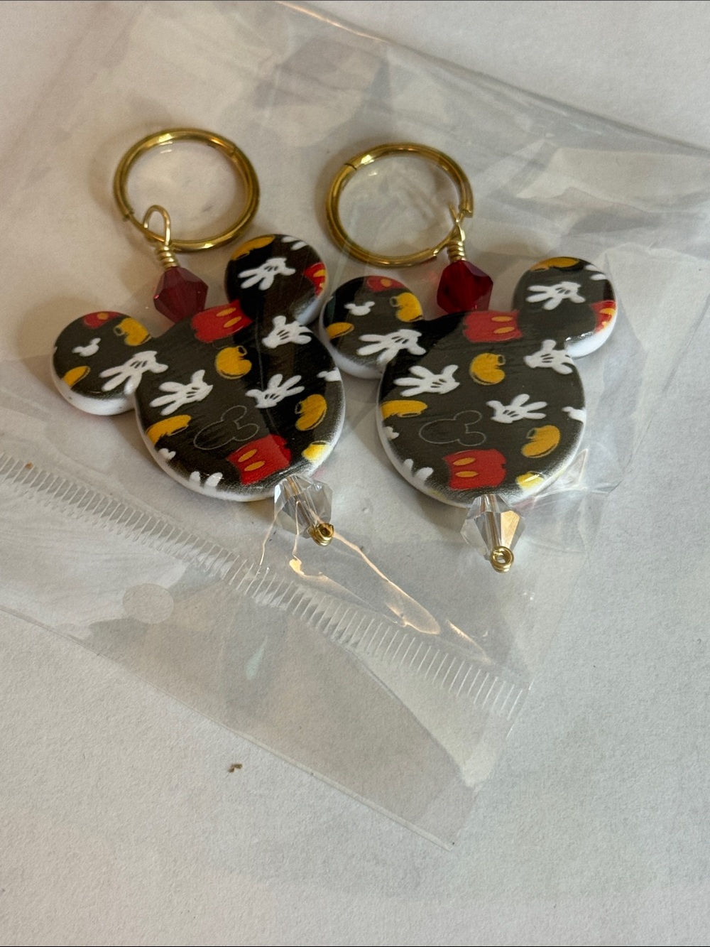 Black Mickey Silhouette Drop Earrings with Gold Hoops